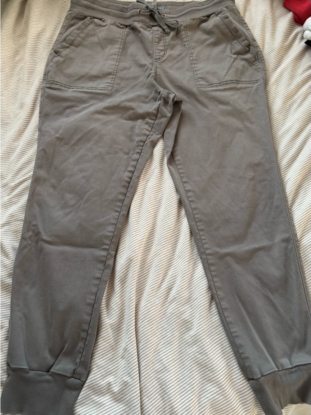 Natural Reflections Olive Green Ribbed Waist Cargo Joggers